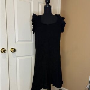 Chic Black Ruffle Sleeve Mini Dress